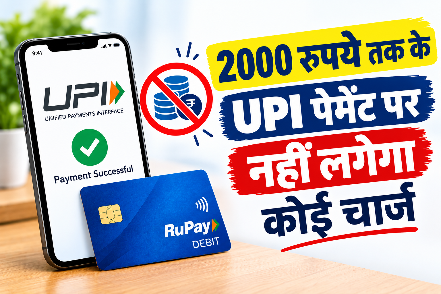 UPI और RuPay डेबिट कार्ड यूजर्स के लिए बड़ी खबर, 2,000 रुपये तक के पेमेंट पर नहीं लगेगा कोई चार्ज