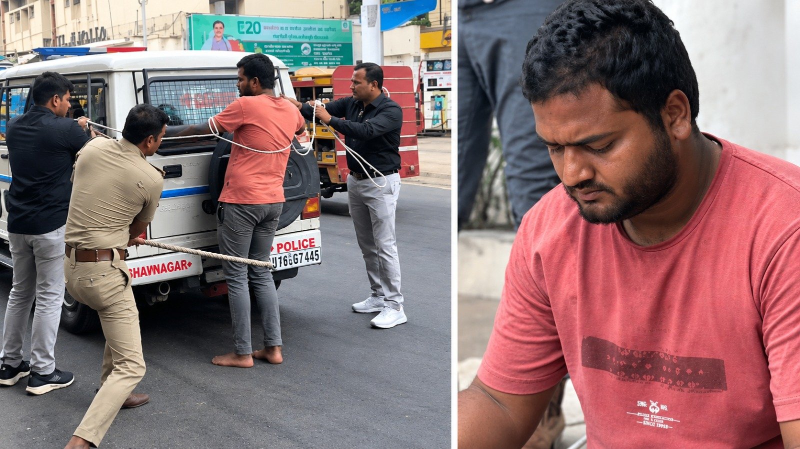 क्राइम सीन रिक्रिएशन के दौरान आरोपी की पिटाई, जीप से बांधकर लाठियां बरसाने का वीडियो वायरल